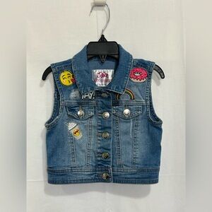 Justice - Blue Denim Vest with Colorful Patches